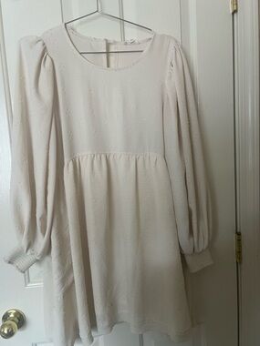 Ivory Puff Sleeve swiss dot Dress